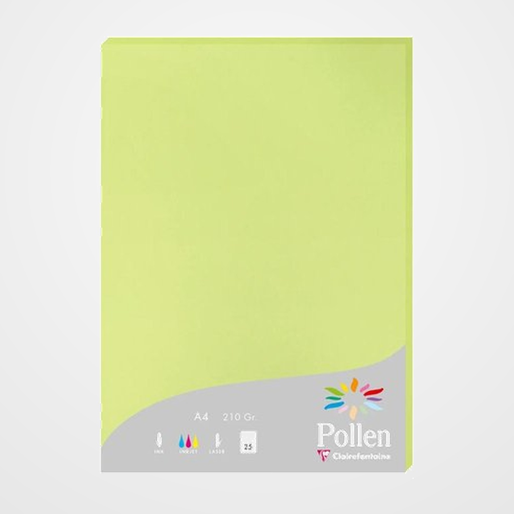 PAPEL CLAIREFONTAINE POLLEN A4 210g 25h VERDE YEMA