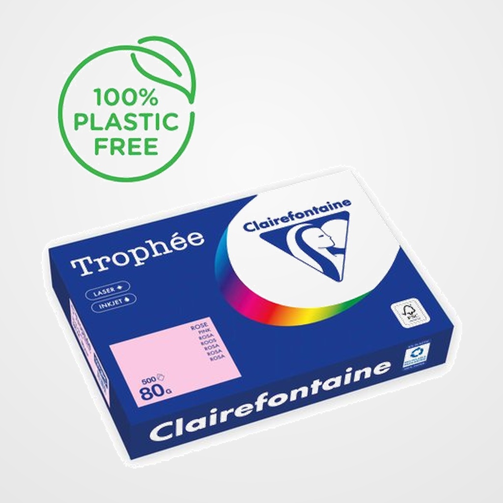 PAPEL de COLOR A4 CLAIREFONTAINE TROPHEE 80g 500h PASTEL ROSA