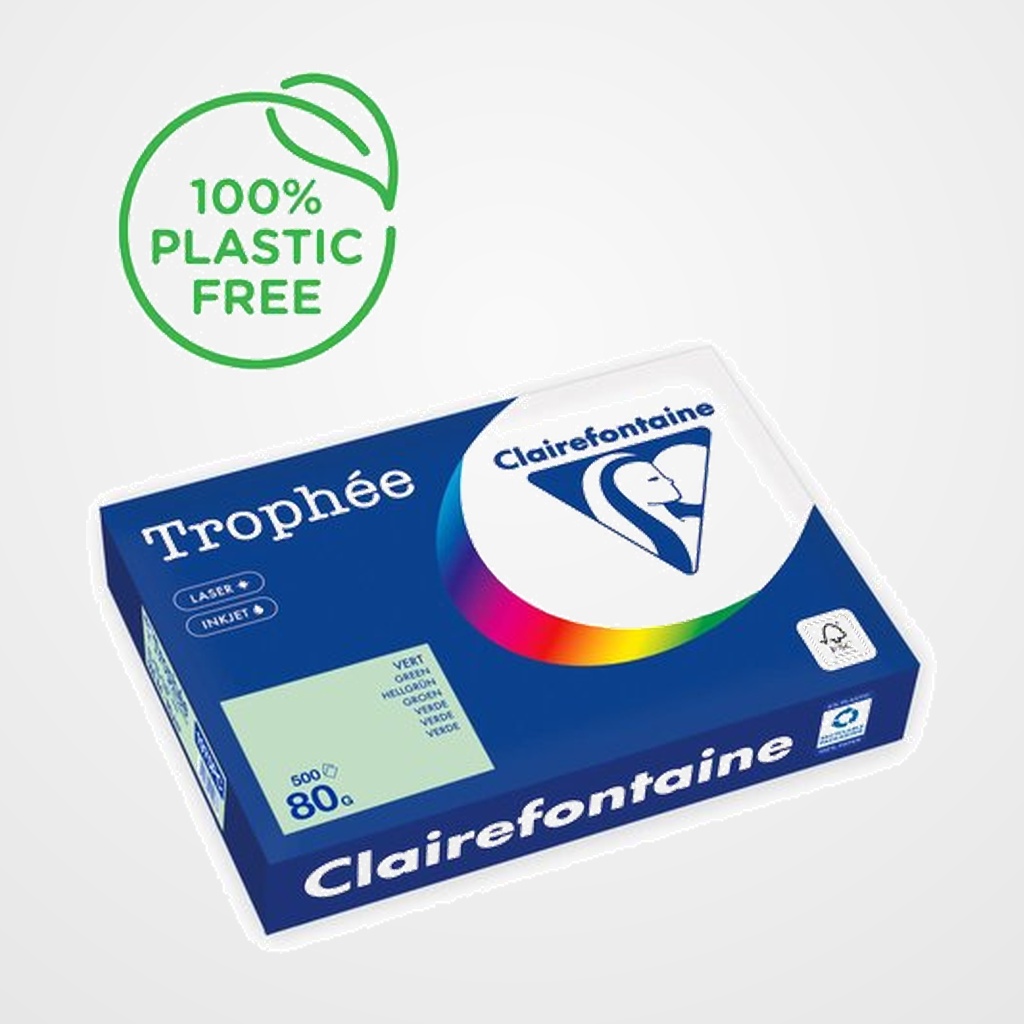 PAPEL de COLOR A4 CLAIREFONTAINE TROPHEE 80g 500h PASTEL VERDE