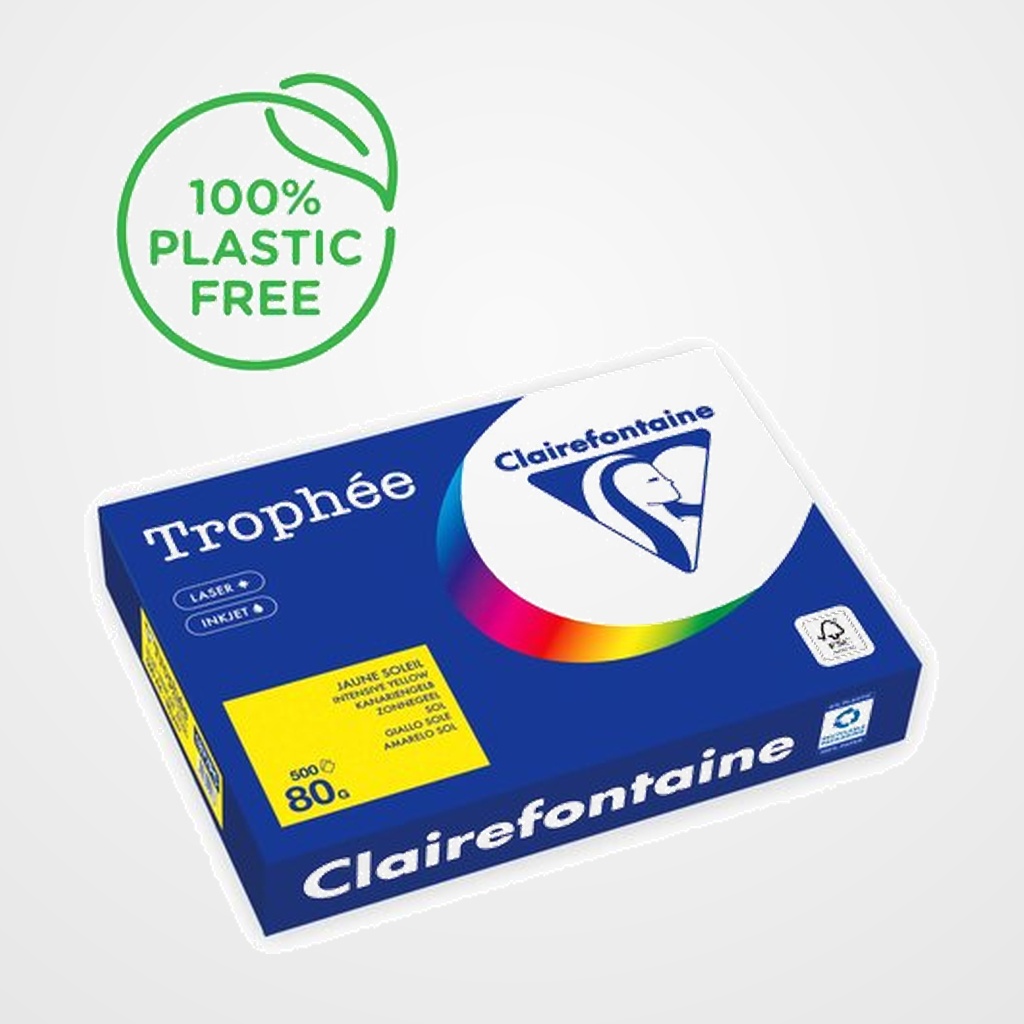 PAPEL de COLOR A4 CLAIREFONTAINE TROPHEE 80g 500h VIVO AMARILLO SOL