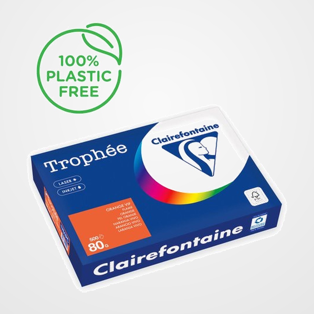 PAPEL de COLOR A4 CLAIREFONTAINE TROPHEE 80g 500h VIVO NARANJA