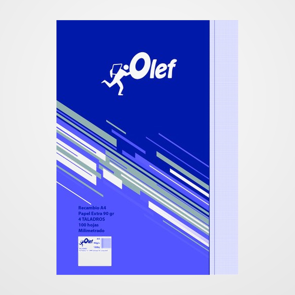 RECAMBIO OLEF A4 100h 90gr 4 TALADROS MILIMETRADO