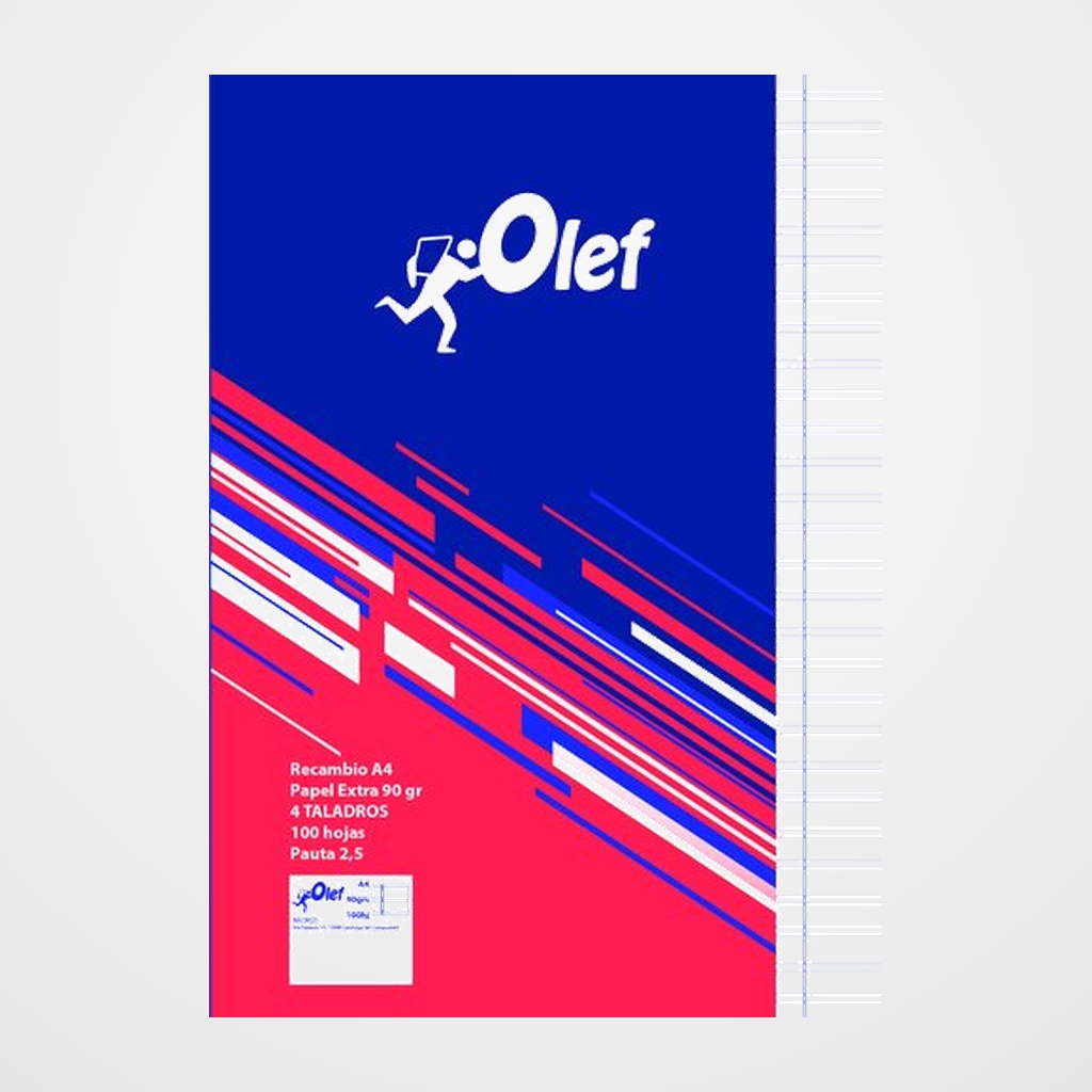 RECAMBIO OLEF A4 100h 90gr 4 TALADROS PAUTA 2,5