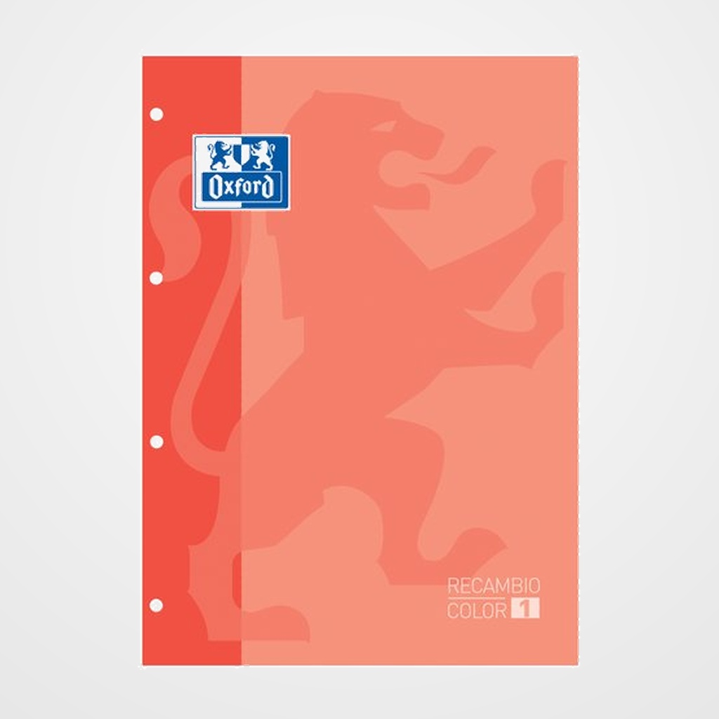 RECAMBIO OXFORD SCHOOL COLOR 1 ENCOLADO A4+ 80h 90gr 4 TALADROS CUADRIC.5x5 MELOCOTON (1 color de recuadro)