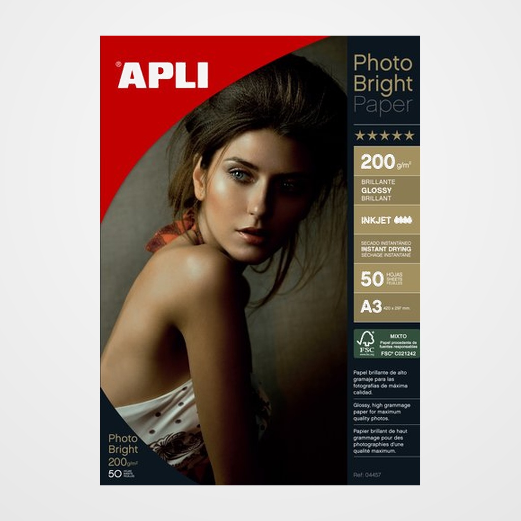 PAPEL INKJET APLI FOTO A3 200g  50h BRIGHT