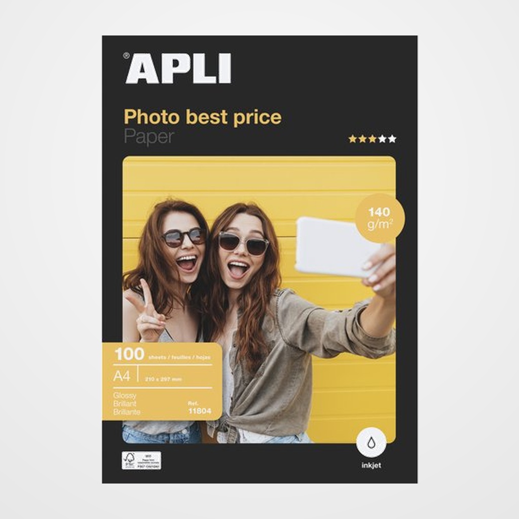 PAPEL INKJET APLI FOTO A4 140g 100h GLOSSY (BEST PRICE)