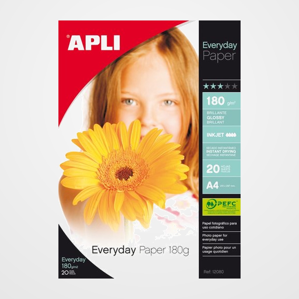 PAPEL INKJET APLI FOTO A4 180g  20h EVERYDAY GLOSSY
