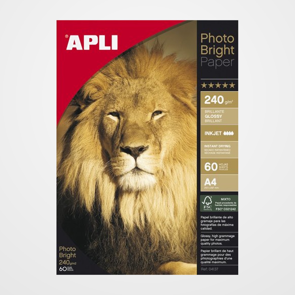 PAPEL INKJET APLI FOTO A4 240g  60h BRIGHT