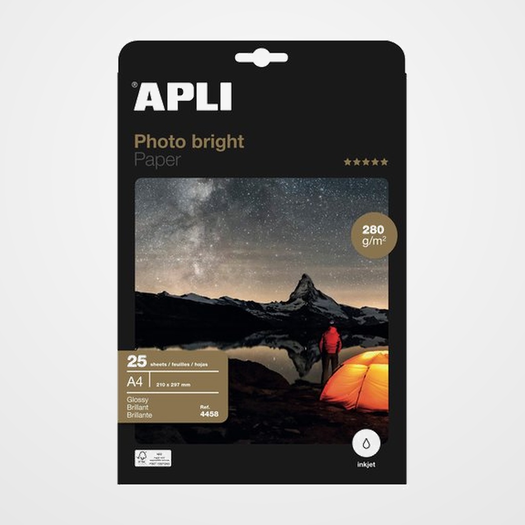 PAPEL INKJET APLI FOTO A4 280g  25h BRIGHT PRO