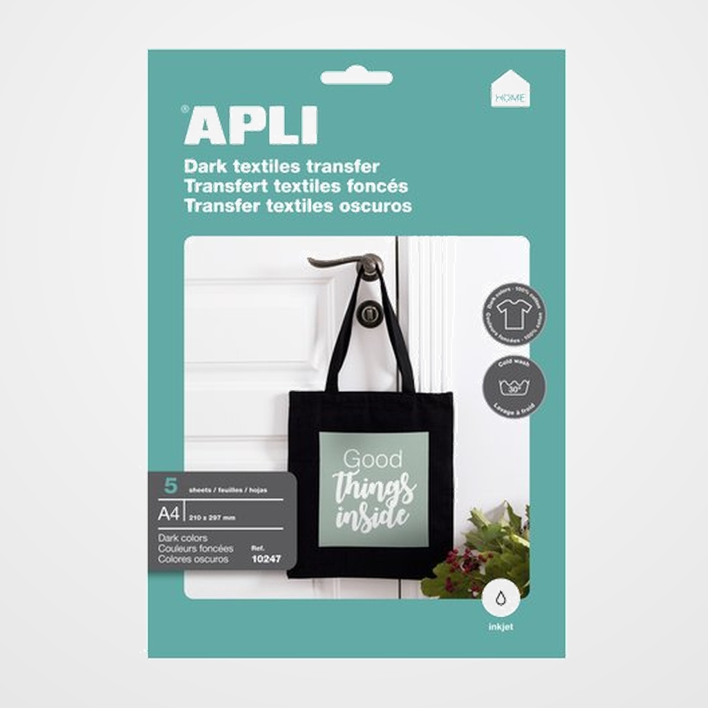 PAPEL INKJET TRANSFER APLI A4  5h para ALGODON OSCURO