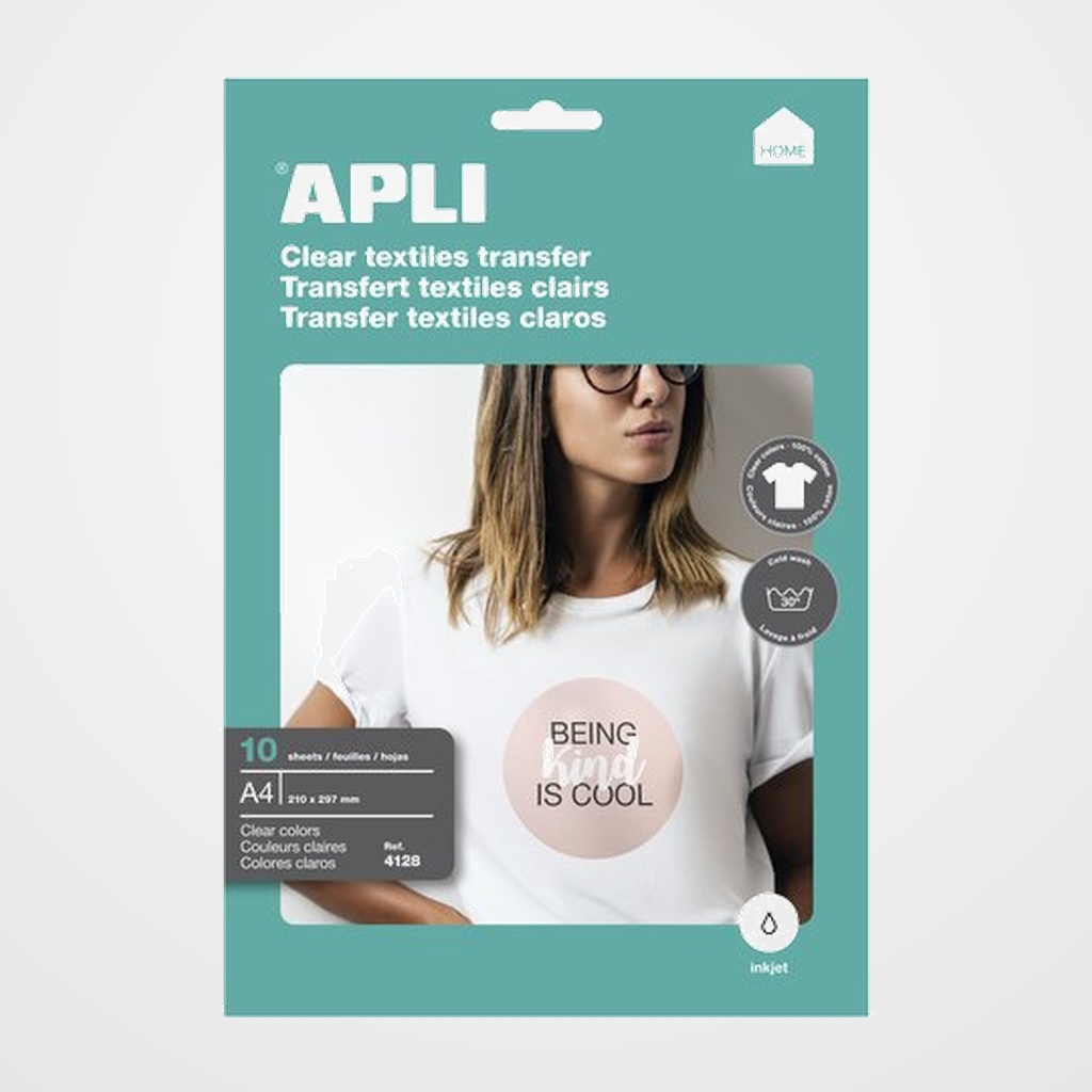 PAPEL INKJET TRANSFER APLI A4 10h para ALGODON BLANCO