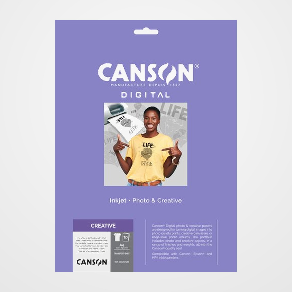[40301029] PAPEL INKJET TRANSFER CANSON A4 10h para ALGODON CLARO