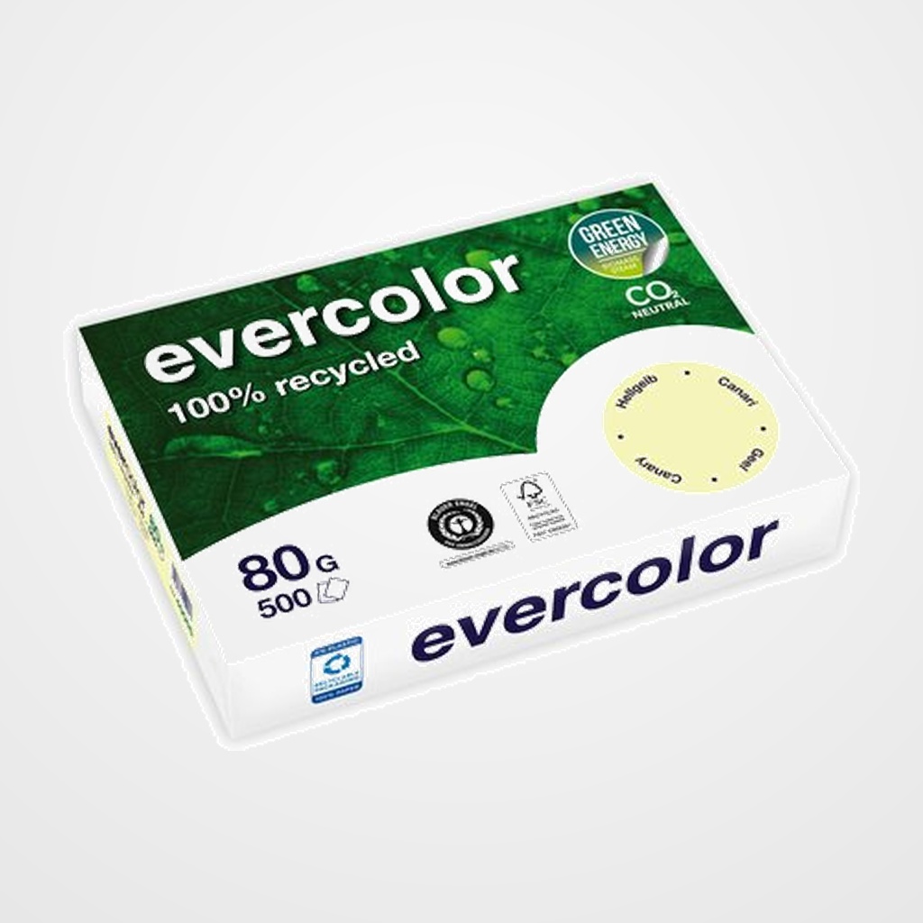 PAPEL RECICLADO A4 CLAIREFONTAINE EVERCOLOR 80g 500h AMARILLO CANARIO
