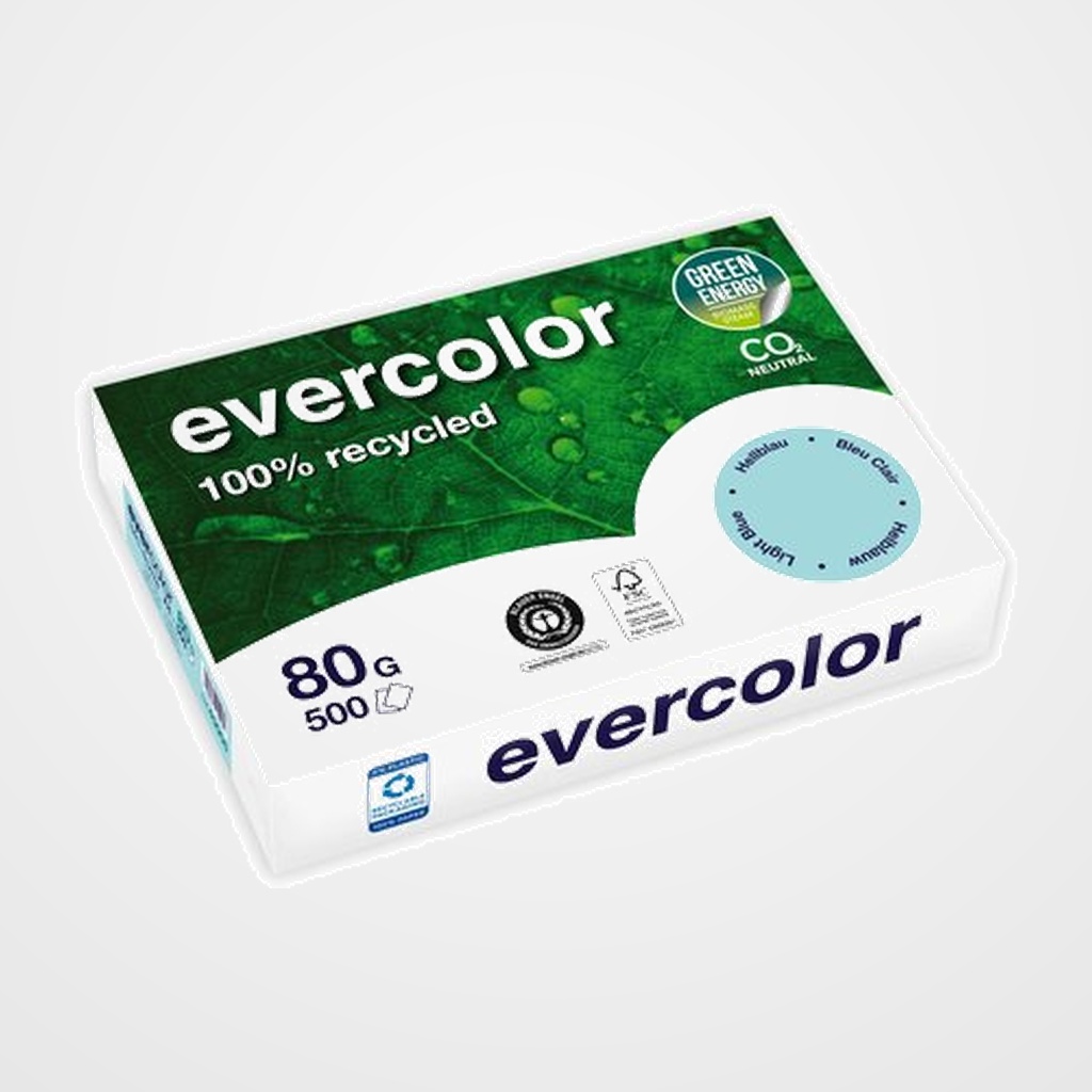 PAPEL RECICLADO A4 CLAIREFONTAINE EVERCOLOR 80g 500h AZUL