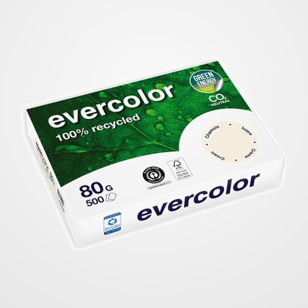 PAPEL RECICLADO A4 CLAIREFONTAINE EVERCOLOR 80g 500h MARFIL