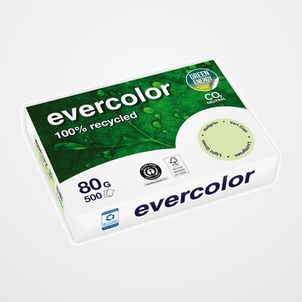 PAPEL RECICLADO A4 CLAIREFONTAINE EVERCOLOR 80g 500h VERDE