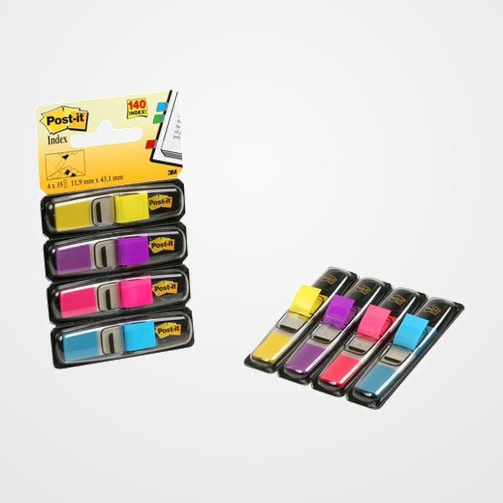 BANDERITAS ADHESIVAS POST-IT 683 (1/2 ) PACK de 4 (AMARILLO-AZUL-ROSA-VIOLETA)