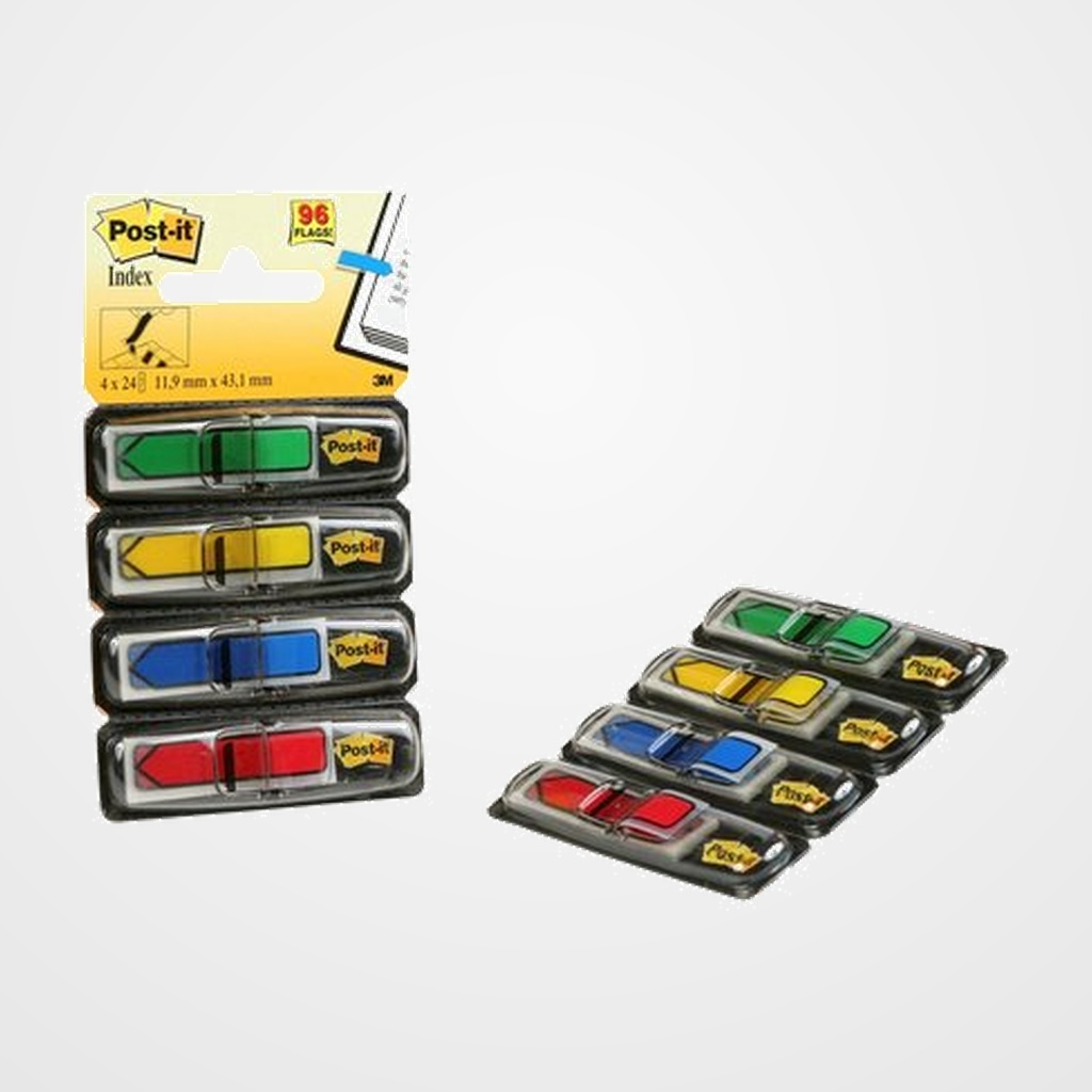 BANDERITAS ADHESIVAS POST-IT 684 FLECHA PACK de 4 (AMARILLO-AZUL-ROJO-VERDE)