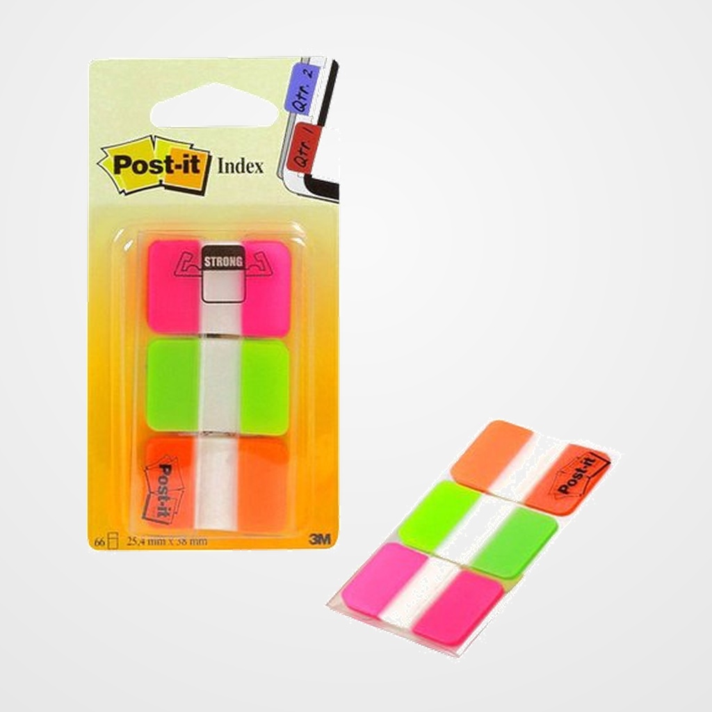 BANDERITAS ADHESIVAS POST-IT 686 RIGIDO (NARANJA-ROSA-VERDE)