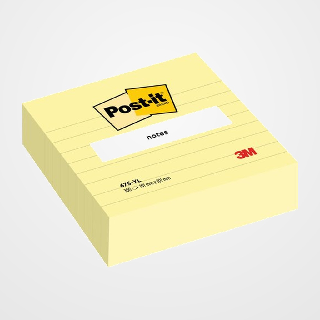 TACO NOTAS POST-IT CUBO 100x100 300h RAYADO AMARILLO CANARIO