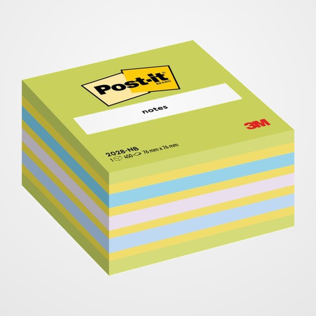 TACO NOTAS POST-IT CUBO 76X76X45  450 HOJAS AZUL/ VERDE NEON