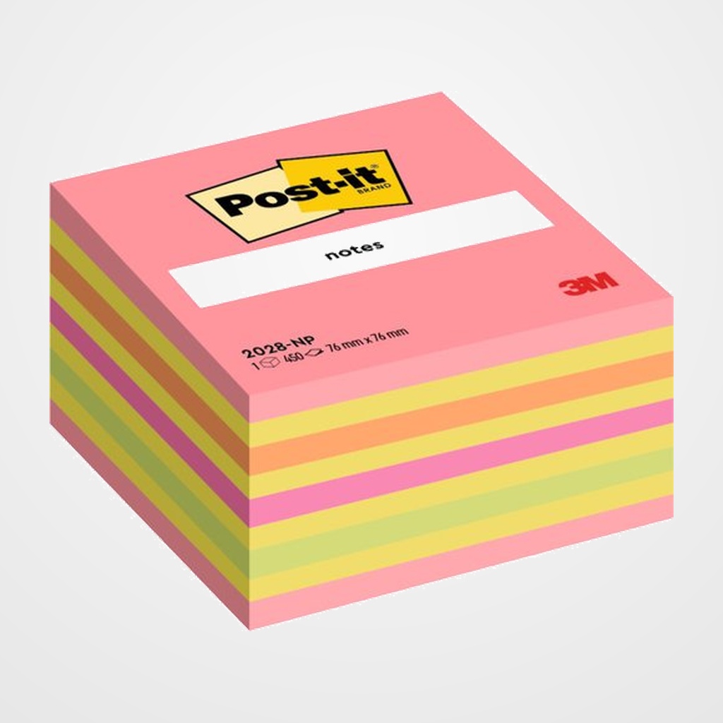 TACO NOTAS POST-IT CUBO 76X76X45  450 HOJAS ROSA NEON