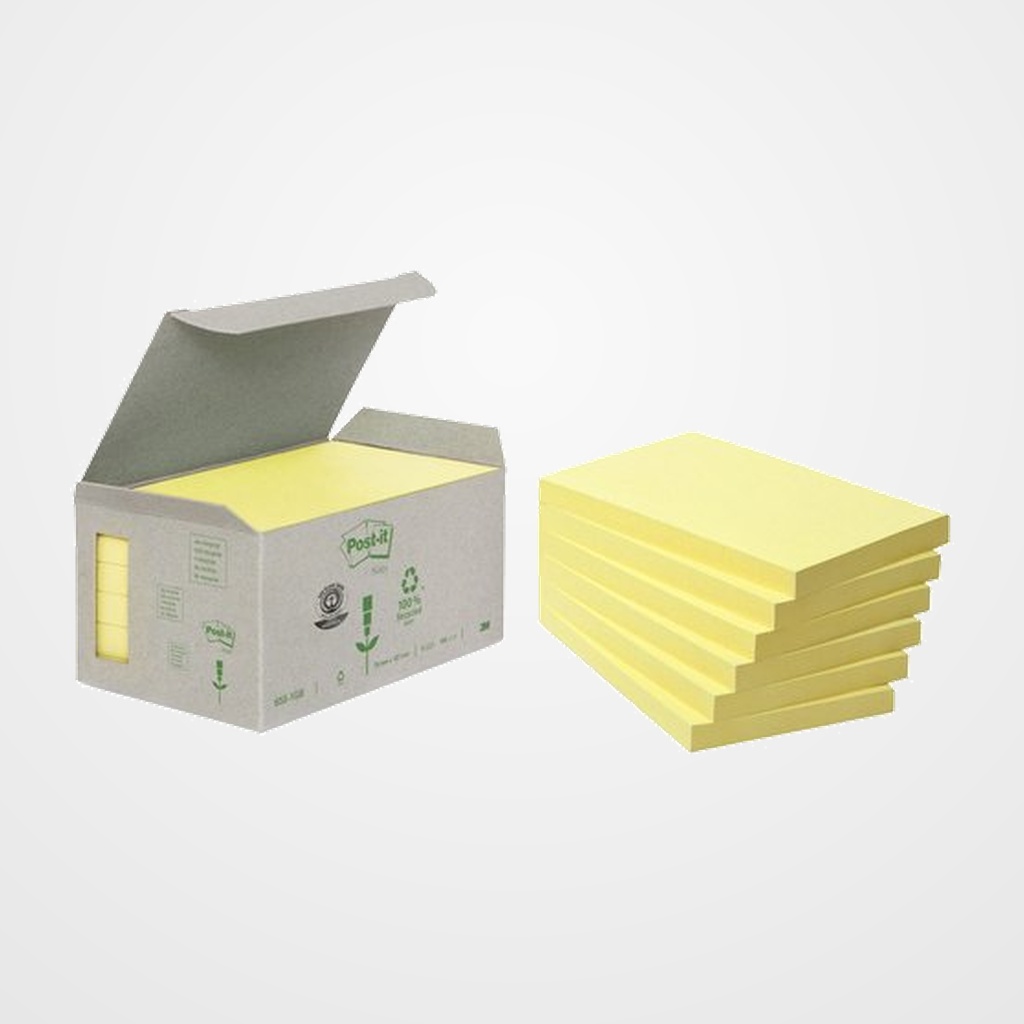 TACO NOTAS POST-IT RECICLADOS 655 76x127 AMARILLO 100h TORRE DE 6