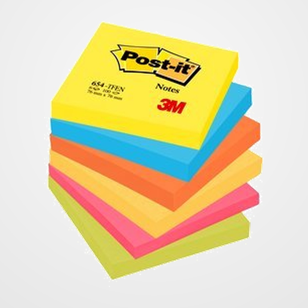 TACO NOTAS POST-IT 654 76x76 COLORES ENERGIA PACK DE 6