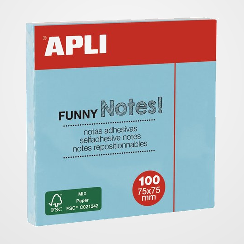 NOTAS ADHESIVAS APLI 75x75 100h PASTEL AZUL