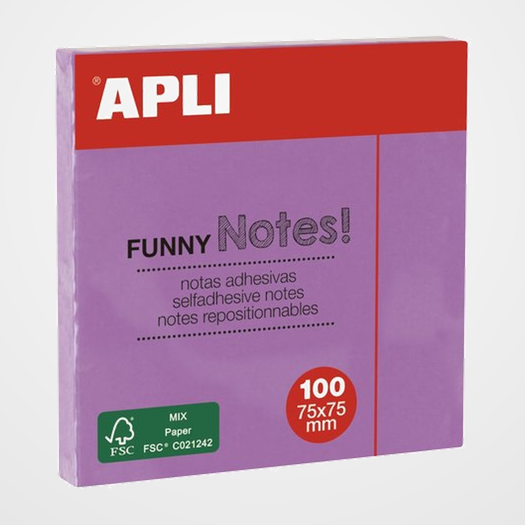 NOTAS ADHESIVAS APLI 75x75 100h PASTEL LILA