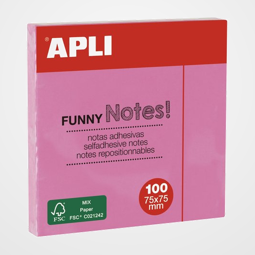 NOTAS ADHESIVAS APLI 75x75 100h PASTEL ROSA