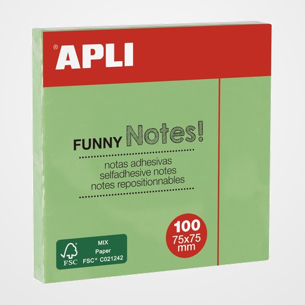 NOTAS ADHESIVAS APLI 75x75 100h PASTEL VERDE