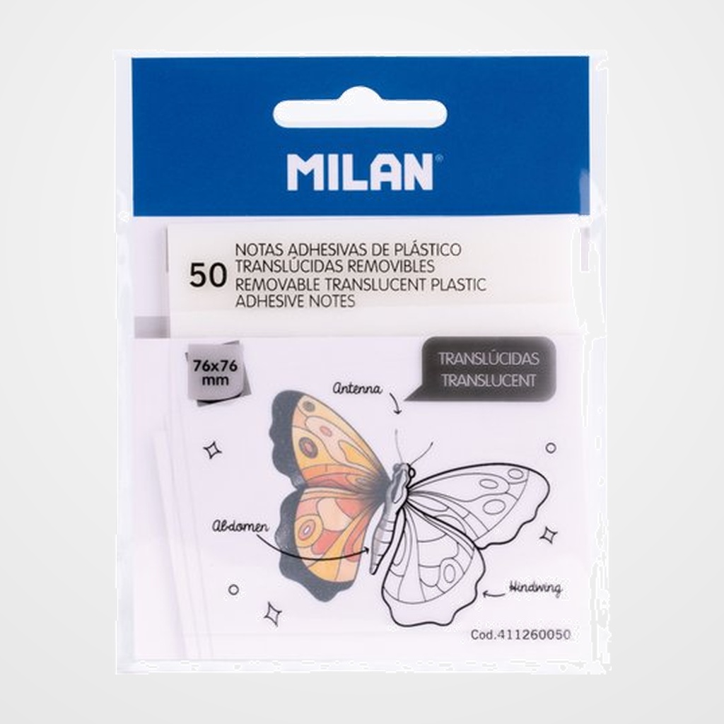 NOTAS ADHESIVAS MILAN TRASLUCIDAS 50h 76x76 TRANSPARENTES