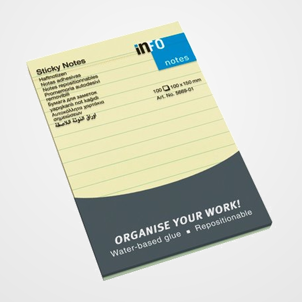 TACO NOTAS INFO NOTES 100h  100x150 AMARILLO CON LINEAS