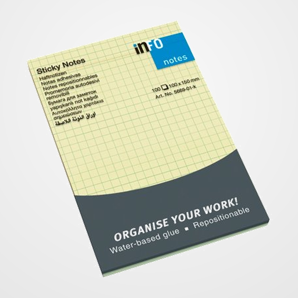 TACO NOTAS INFO NOTES 100h  100x150 AMARILLO CUADRICULADO