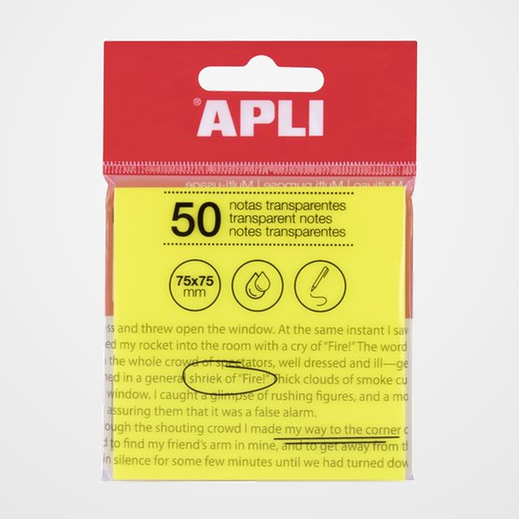 NOTAS ADHESIVAS APLI TRASLUCIDAS 50h 75x75 AMARILLO