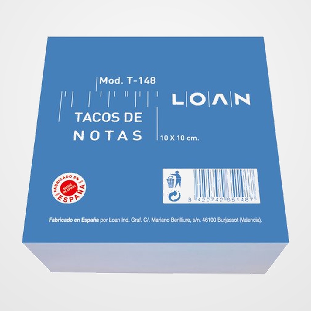 TACO NOTAS ENCOLADO BLANCO 10x10