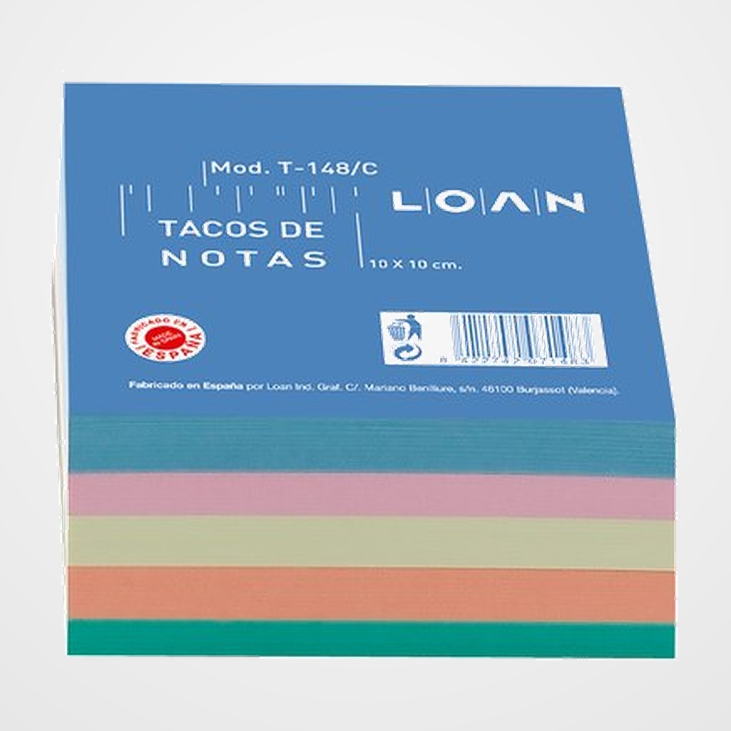 TACO NOTAS ENCOLADO COLORES 10X10 500 Hj