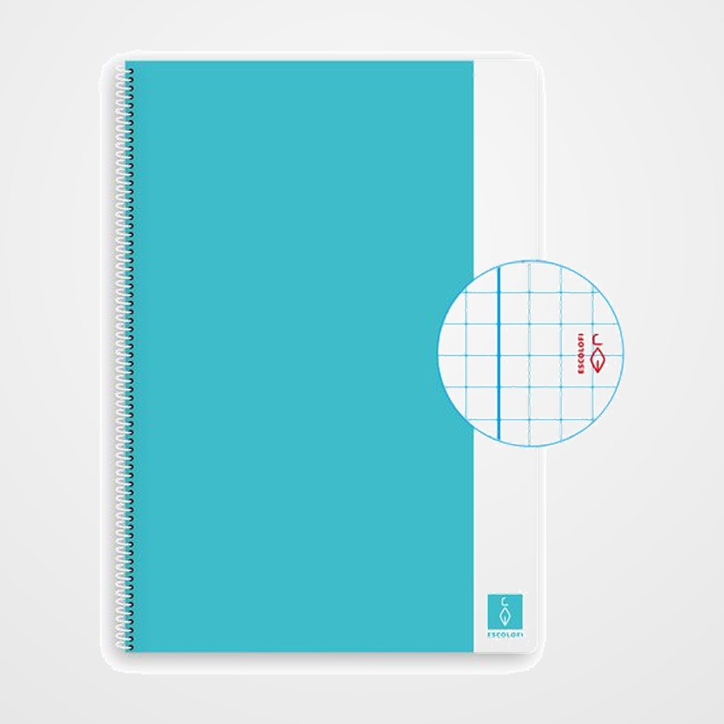 BLOC ESCOLOFI BASIC tapa DURA A4 80h CUADRIC.4x4 80g CON MARGEN CELESTE