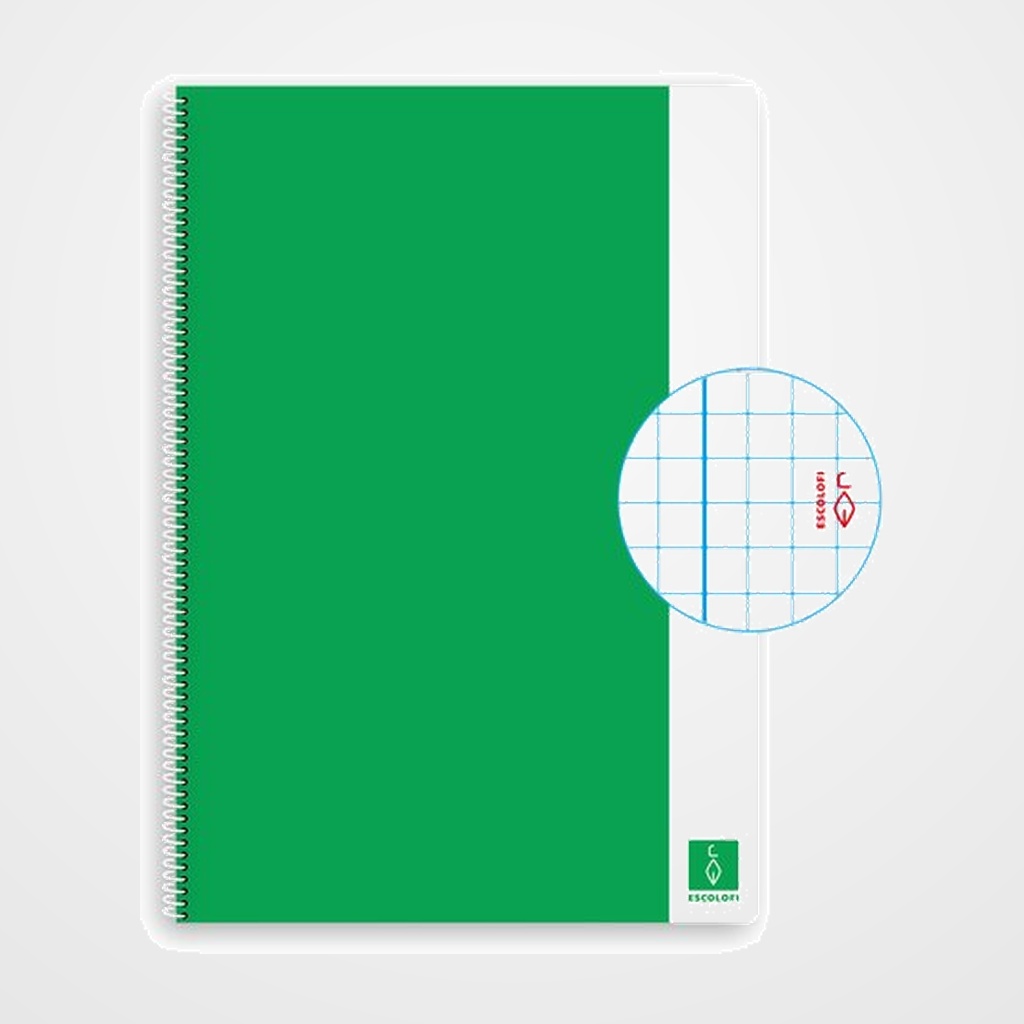 BLOC ESCOLOFI BASIC tapa DURA A4 80h CUADRIC.4x4 80g CON MARGEN VERDE