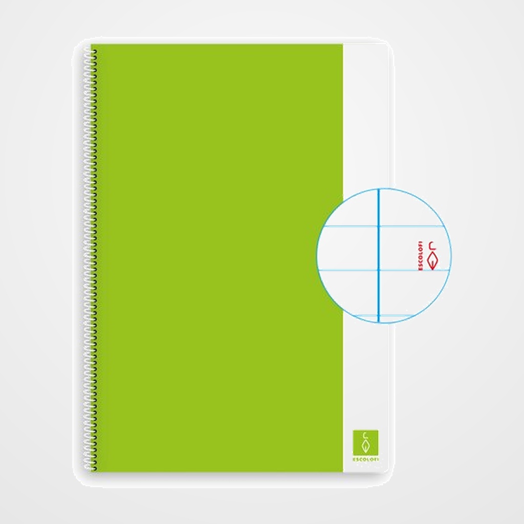 BLOC ESCOLOFI BASIC tapa DURA A4 80h HORIZONTAL 80g CON MARGEN VERDE CLARO