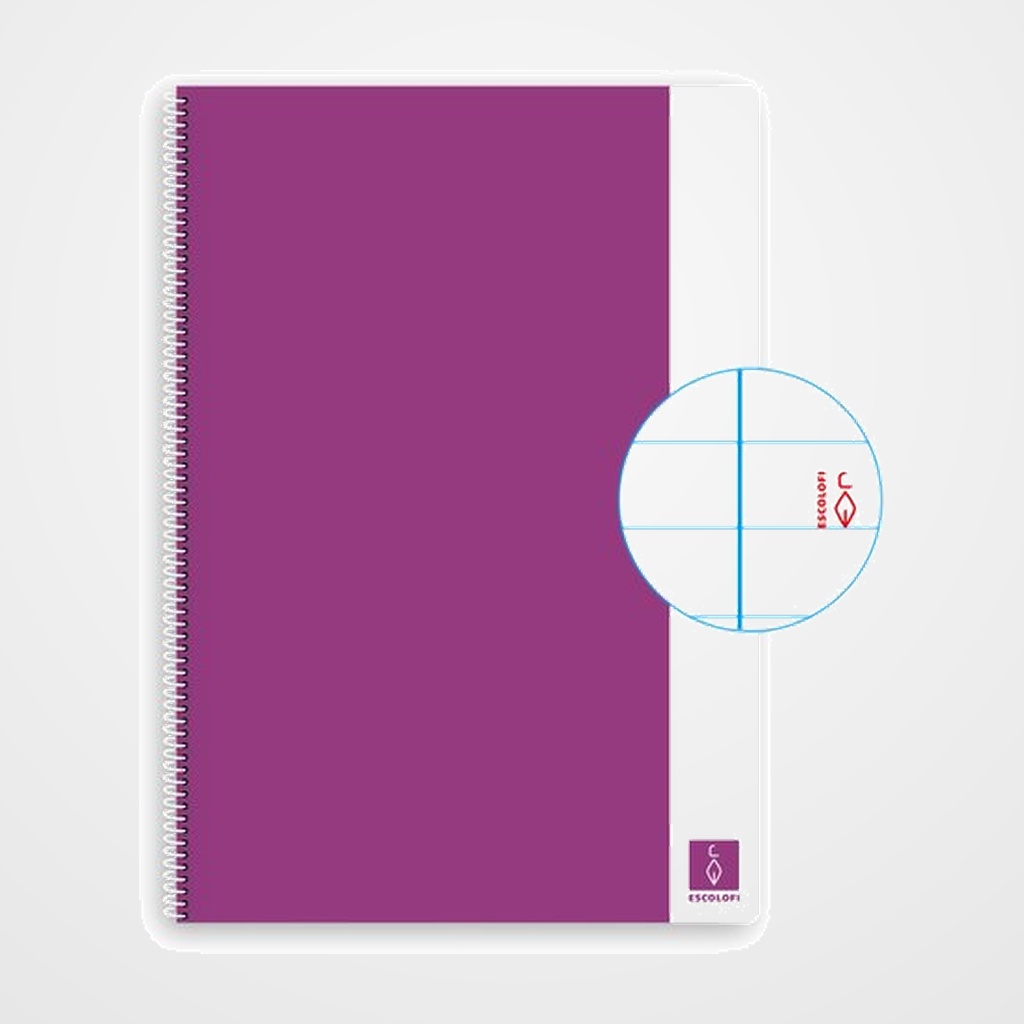 BLOC ESCOLOFI BASIC tapa DURA A4 80h HORIZONTAL 80g CON MARGEN VIOLETA