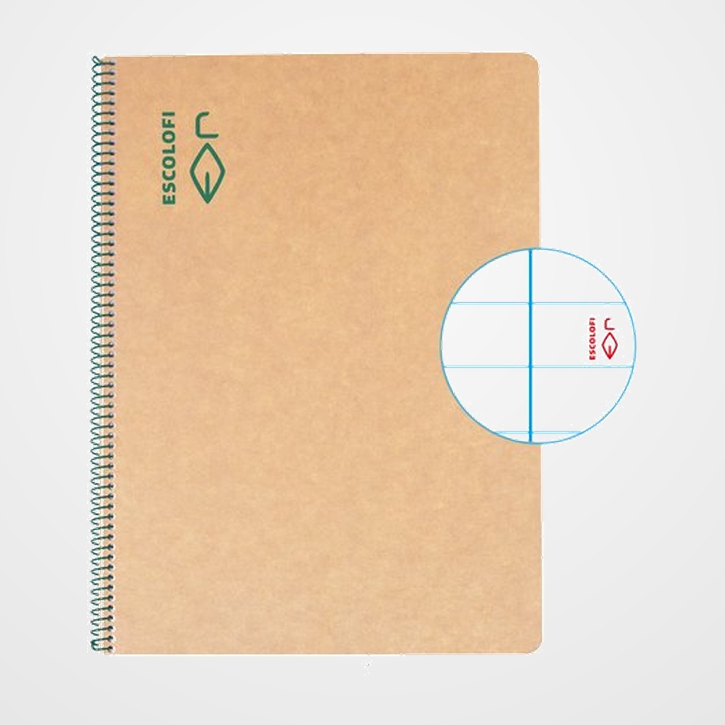 BLOC ESCOLOFI GREEN tapa DURA A4 50h HORIZONTAL 80g RECICLADO CON MARGEN VERDE