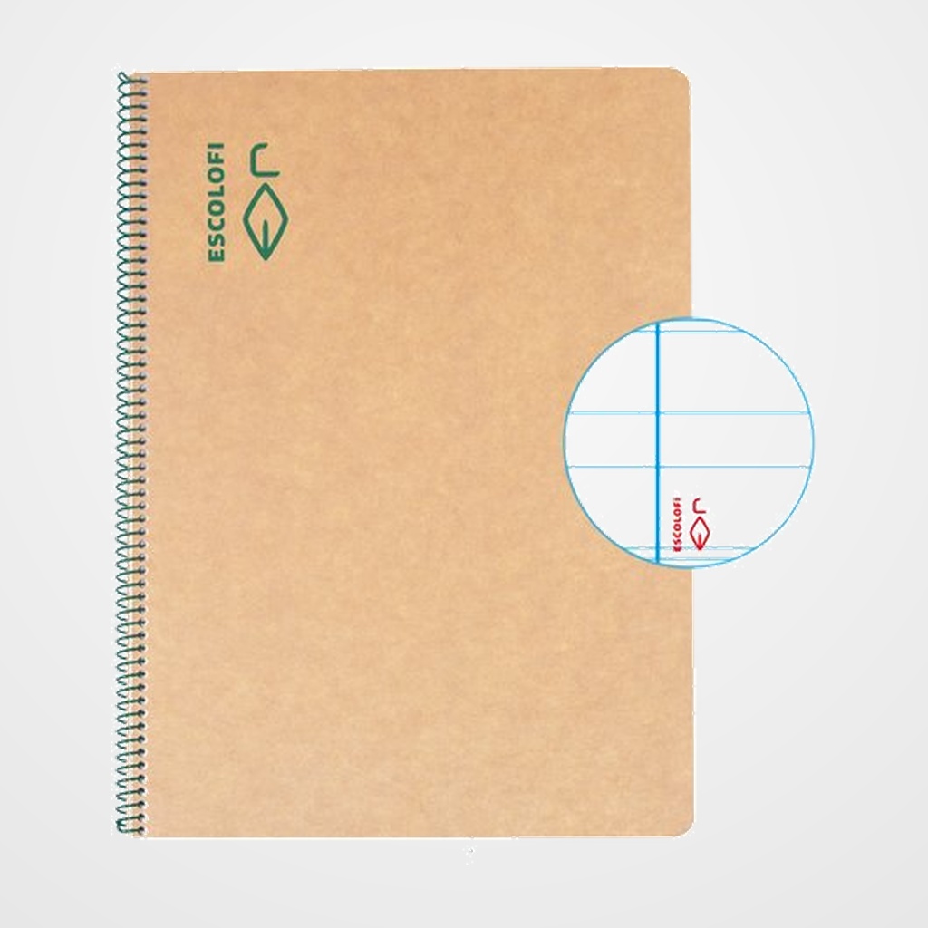 BLOC ESCOLOFI GREEN tapa DURA A4 50h MONTESSORI 3,5 80g RECICLADO CON MARGEN VERDE