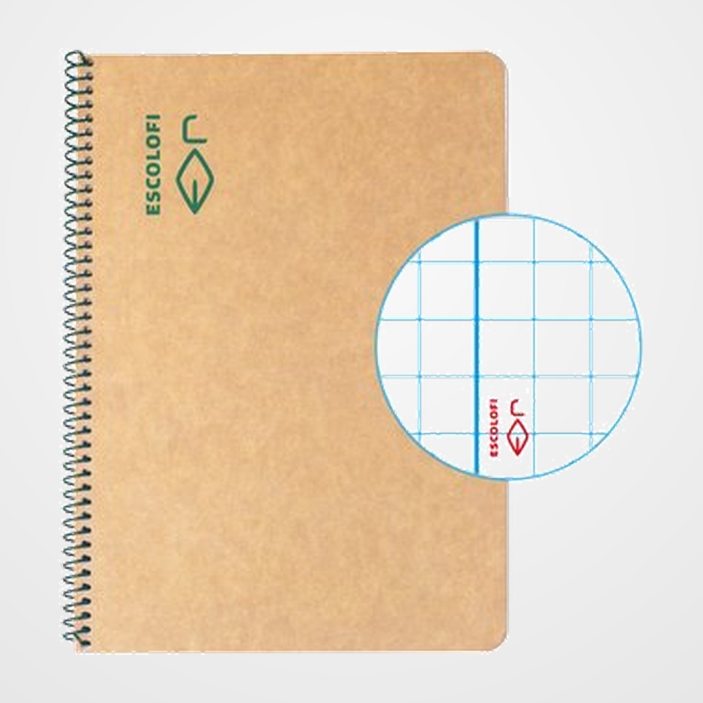 BLOC ESCOLOFI GREEN tapa DURA A5 50h CUADRIC.5x5 80g RECICLADO CON MARGEN VERDE