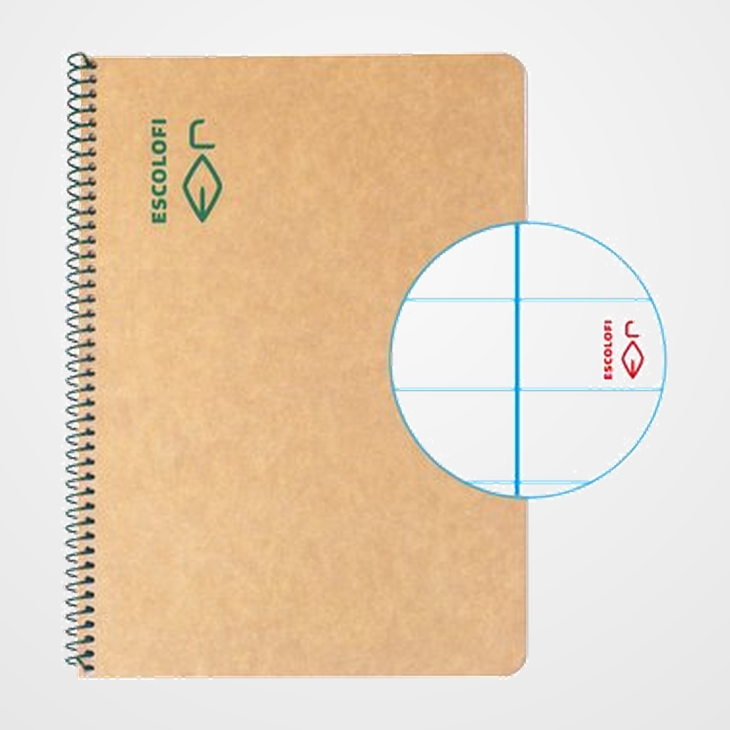 BLOC ESCOLOFI GREEN tapa DURA A5 50h HORIZONTAL 80g RECICLADO CON MARGEN VERDE