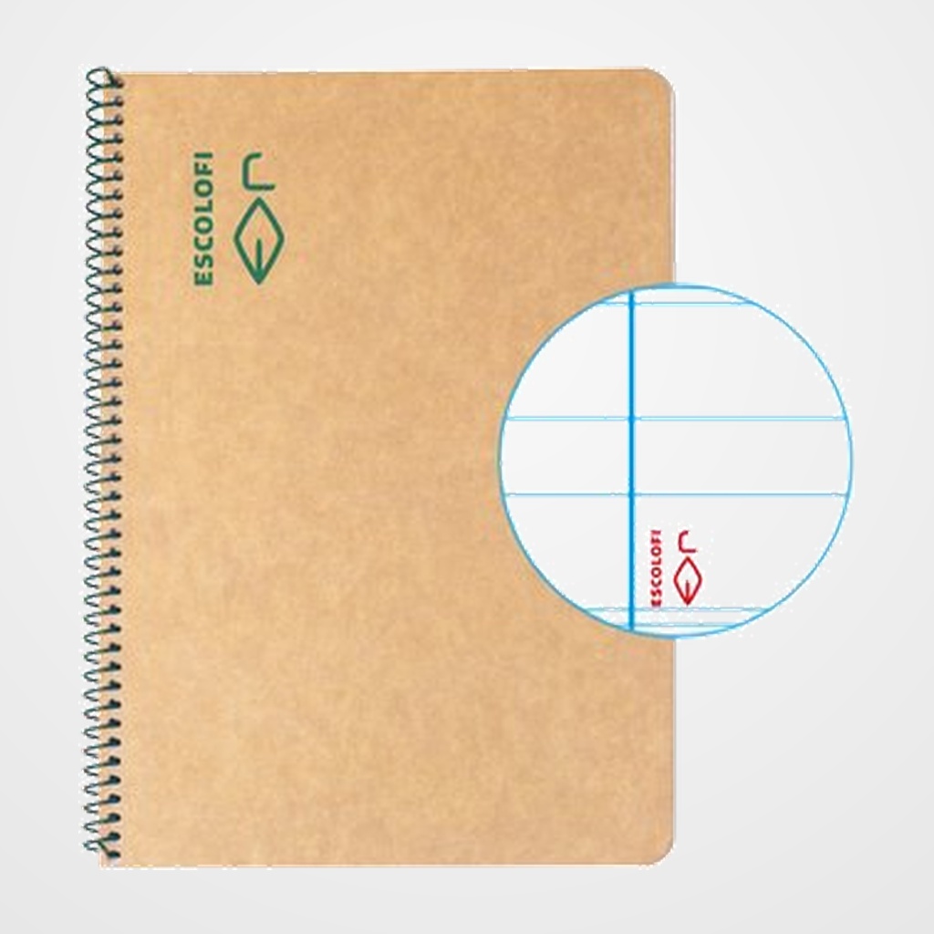 BLOC ESCOLOFI GREEN tapa DURA A5 50h MONTESSORI 3,5 80g RECICLADO CON MARGEN VERDE