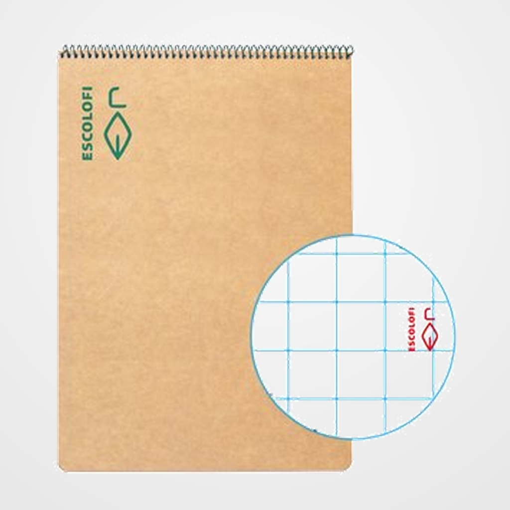 BLOC ESCOLOFI tapa DURA 4º 100h APAISADO CUADRICULA 5x5 80g ECOLOGICO