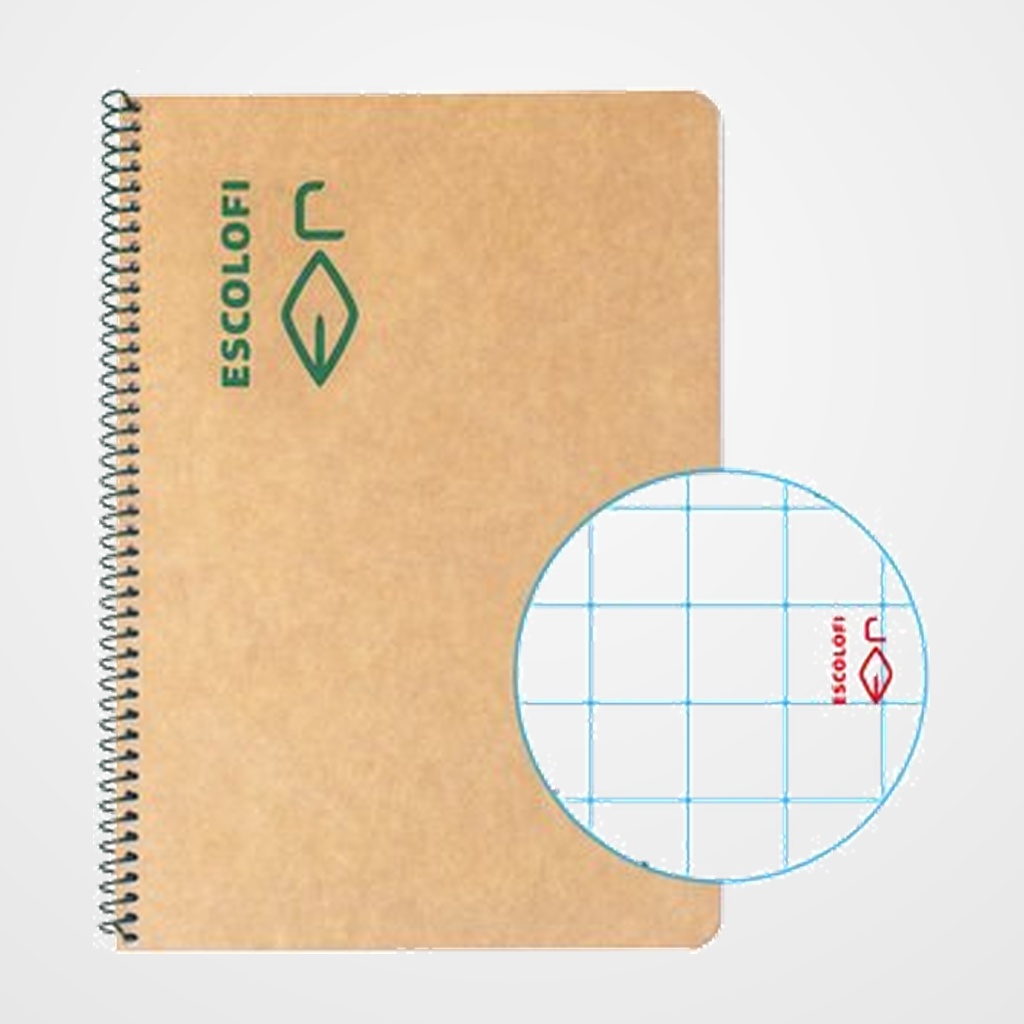 BLOC ESCOLOFI tapa DURA 4º 100h CUADRICULA 5x5 80g ECOLOGICO