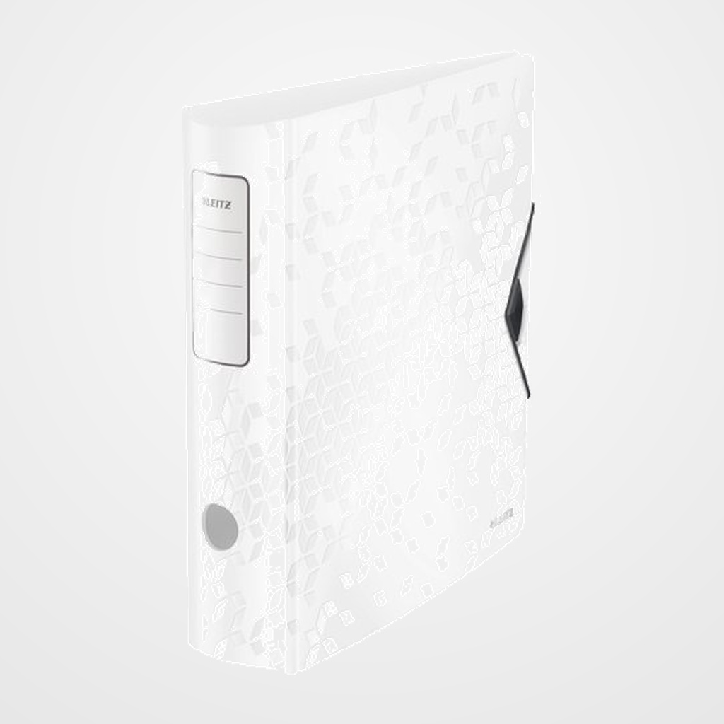 ARCHIVADOR palanca LEITZ ACTIVE WOW POLYFOAM A4 180º 75mm LOMO CURVADO Y CIERRE CON GOMA BLANCO